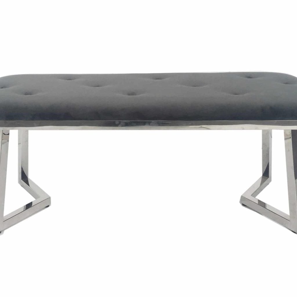 Beaufort Glass Top Grey Velvet Dining Set - Image 3