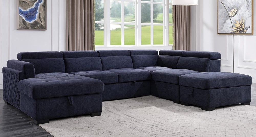 Navy Blue Sleeper Sofa Sectional Baci Living Room