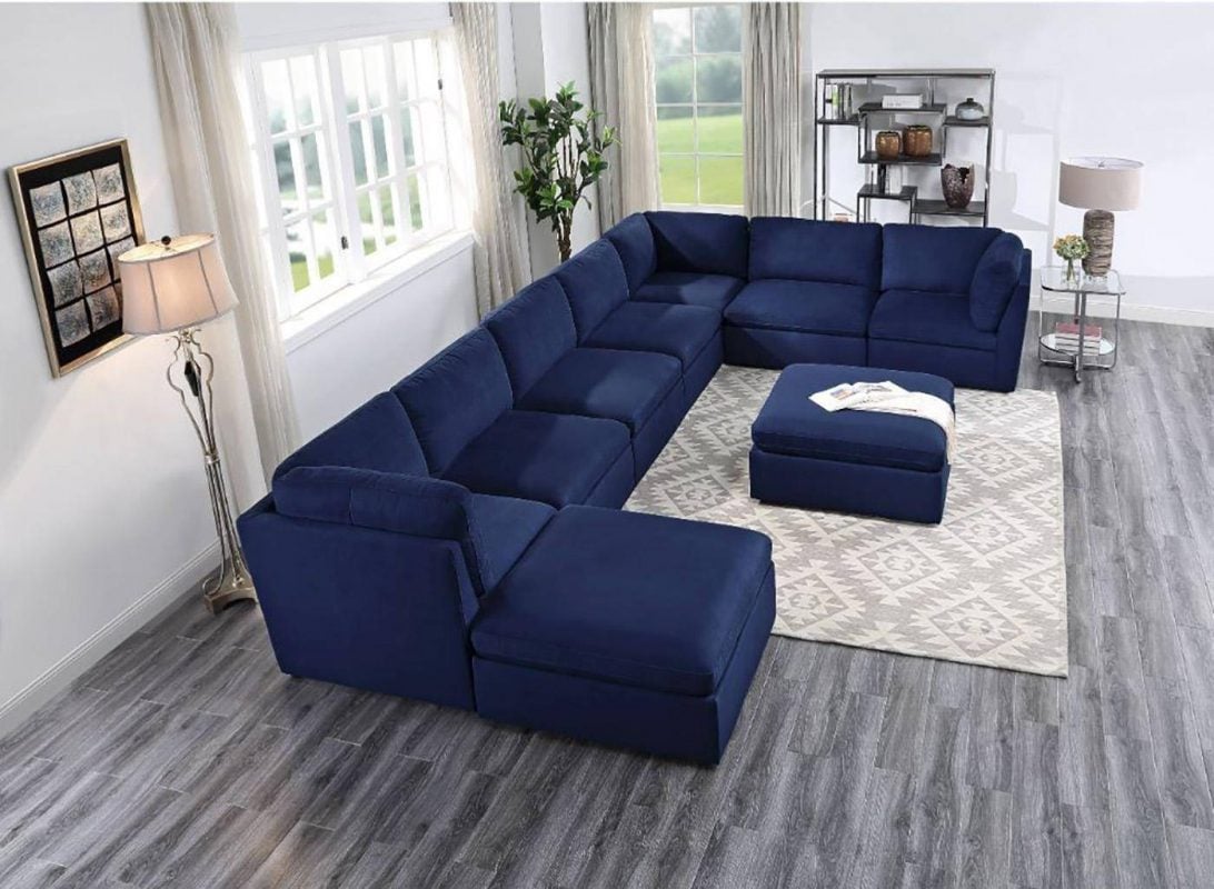 Crosby blue modular sectional sofa
