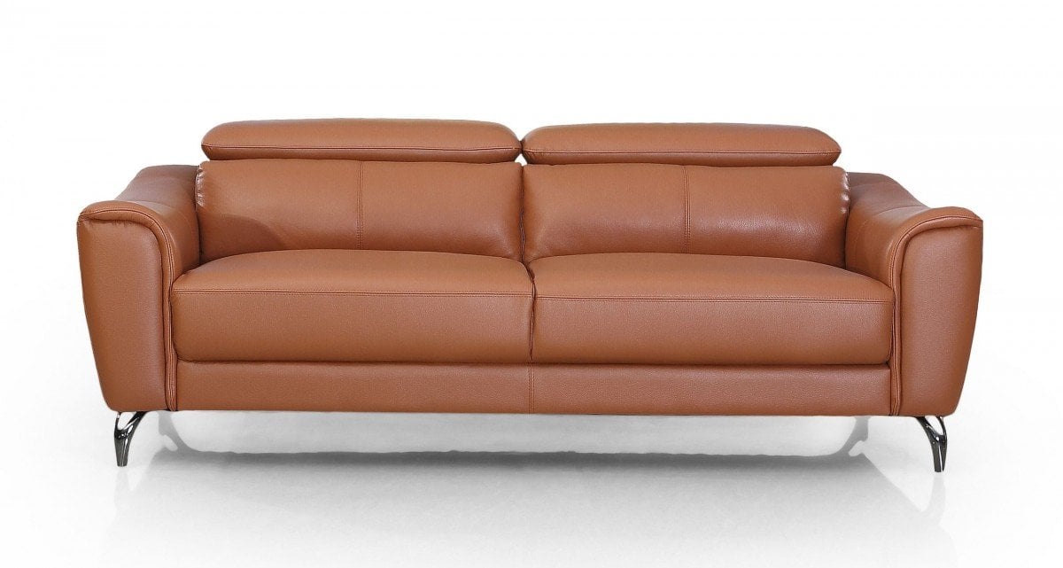 Danis top grain cognac leather sofa set