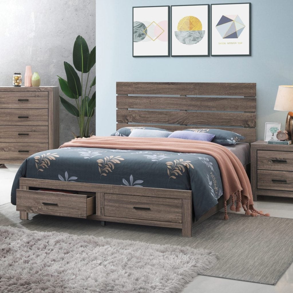 207040Q Brantford storage oak wood bed