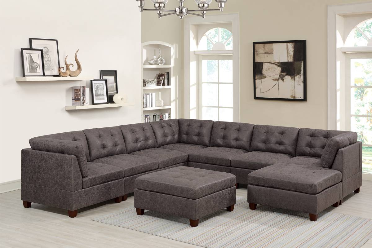 Wolcott Dark Brown Leather Sectional Sofa KFROOMS Shop online