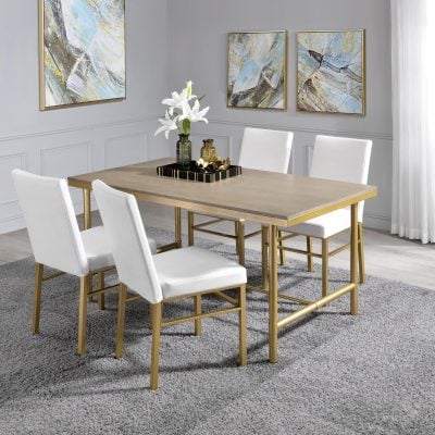 White And Gold Dining Set