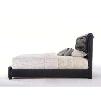 Ireland tufted black leather bed