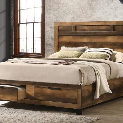 Morales Rustic Wood Storage Bed
