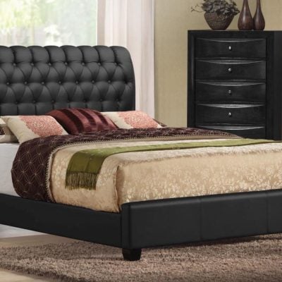 Ireland tufted black leather bed