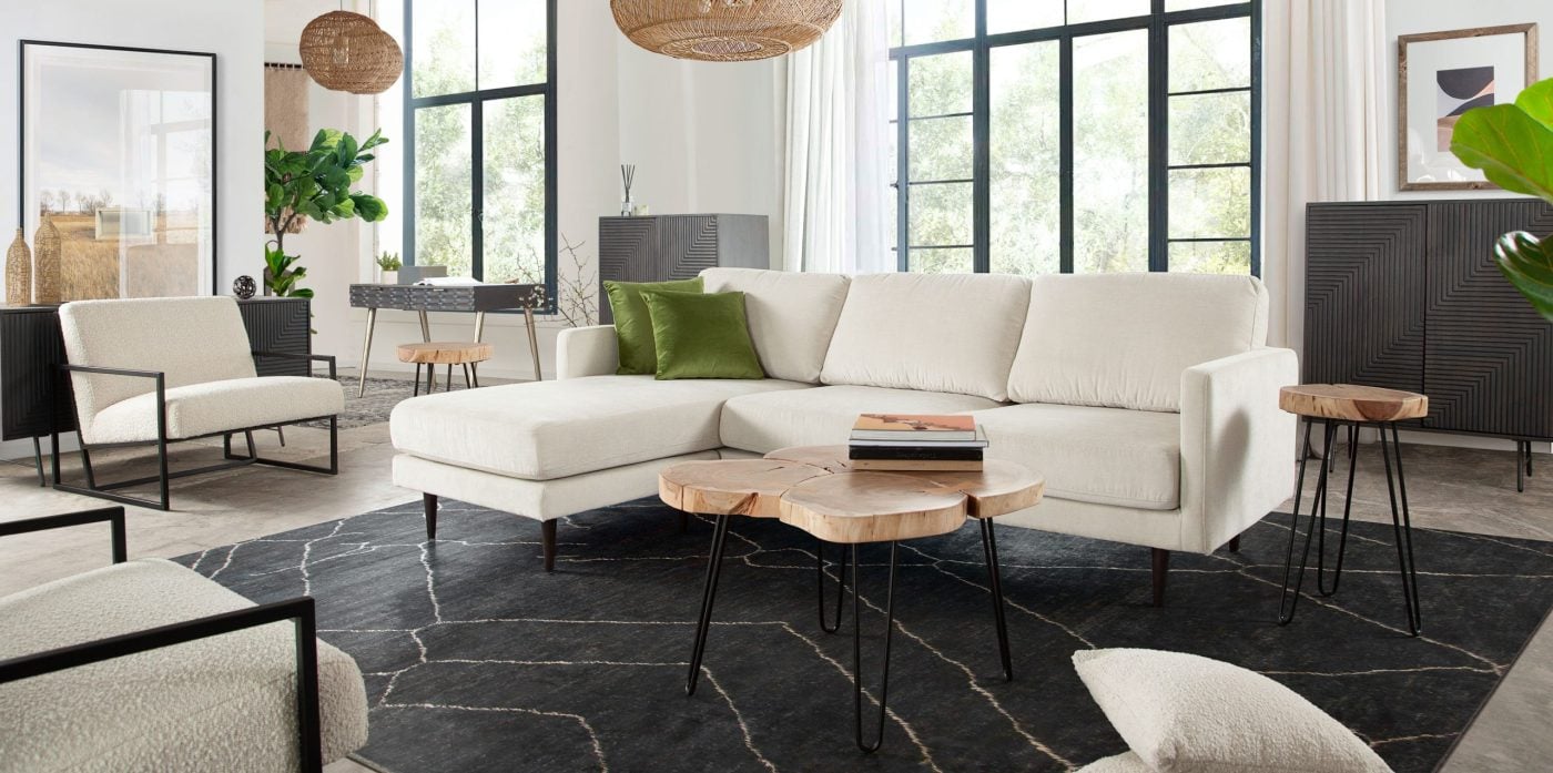 Kelsey Small beige Reversible Sectional Sofa