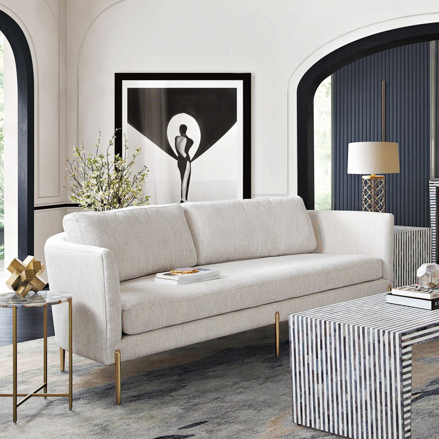 lane cream and gold sofa