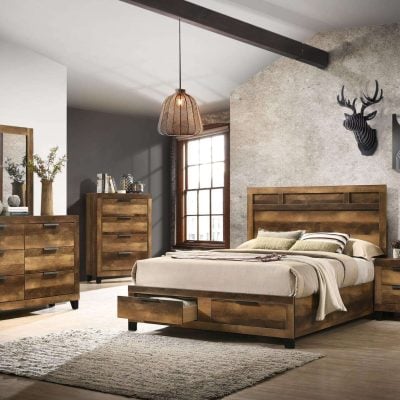 Morales Rustic Wood Bedroom Set