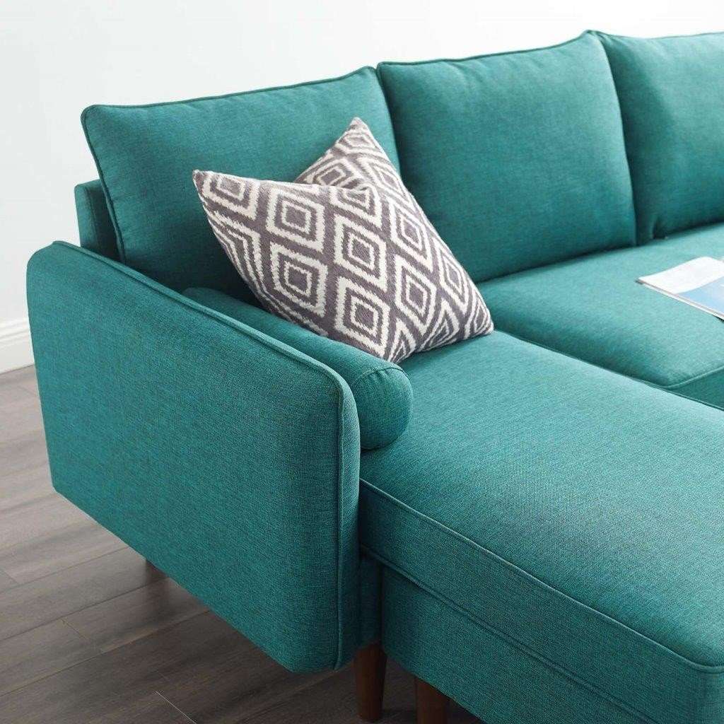 Revive teal small velvet sectional couch