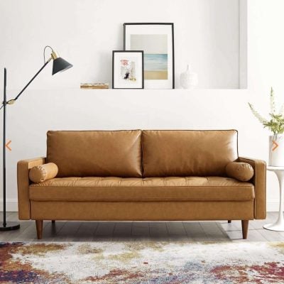 Valour Cognac Vegan Leather Sofa