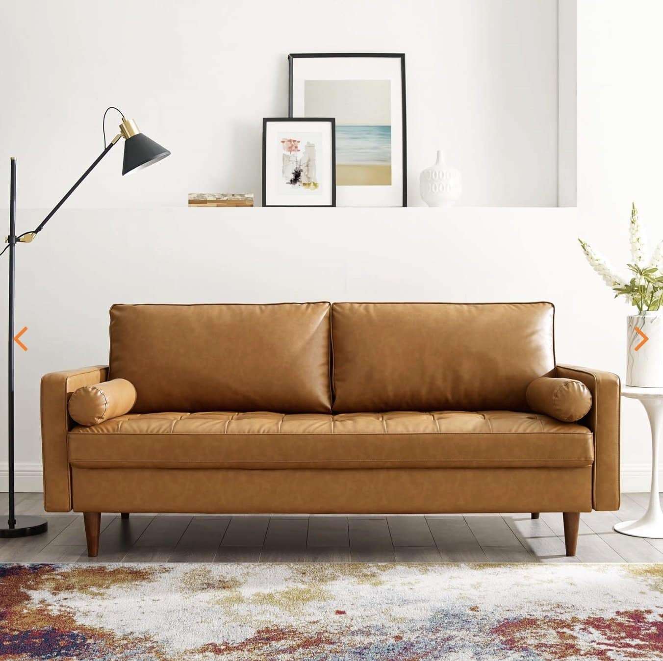 Valour Cognac Vegan Leather Sofa