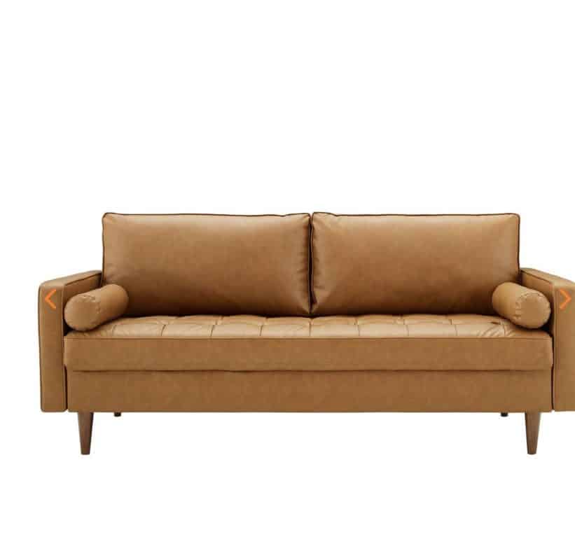 valour cognac leather sofa modway 2 EEI-3765-TAN3