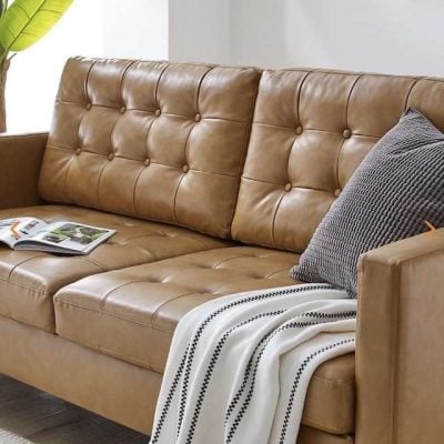 Exalt Vegan Cognac Leather Sofa