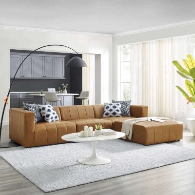 Bartlett Congac Leather Modular Sectional Sofa