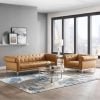 Idyll Modern Cognac Leather Chesterfield Sofa Set