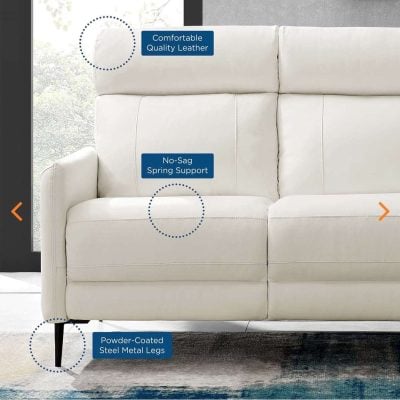 Huxley White Leather Sofa EEI-4561-WHI