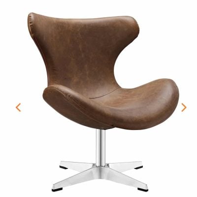 Helm Leather Lounge Chair EEI-1804-BRN