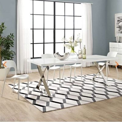 Sector Silver And White Dining Table