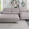 Talvera Light Grey Leather Sectional Sofa f8814