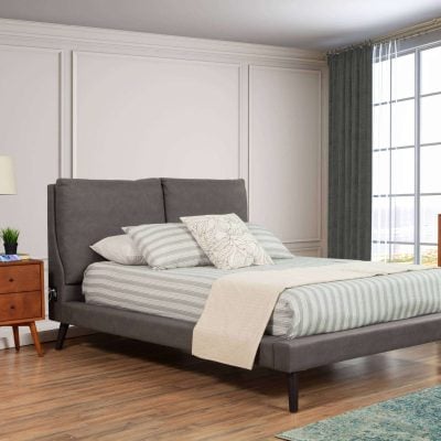 Gabriela Gray Bed With USB Input