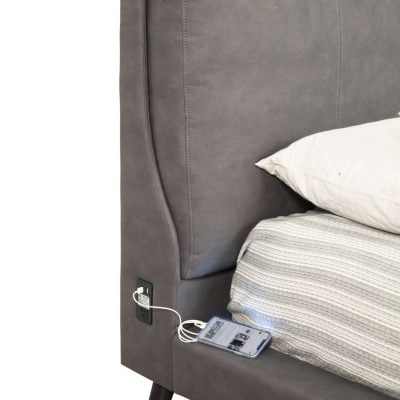 Gabriela Gray Bed With USB Input