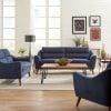Gano Blue Mid Century Sofa Set