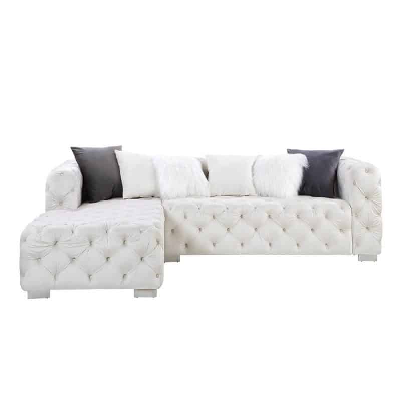 Qokmis white velvet sectional sofa