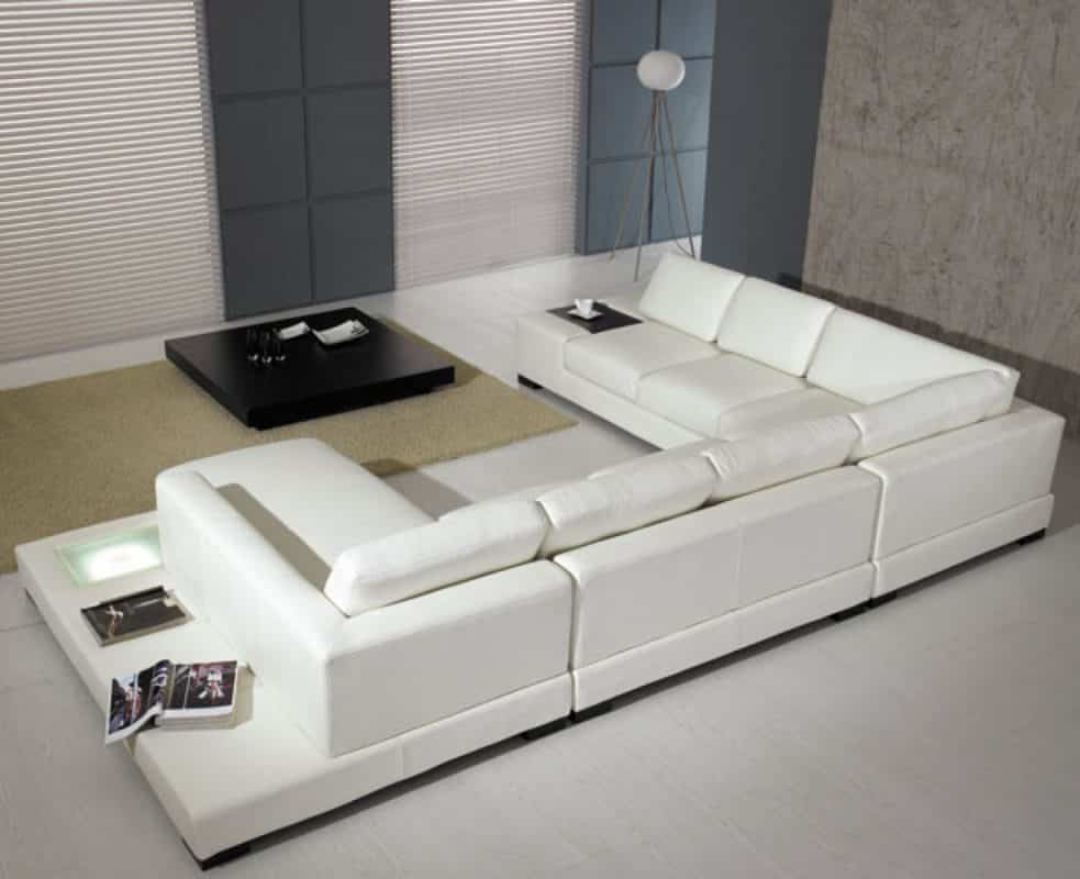 Divani Casa T35 Modern White Leather Sectional Sofa