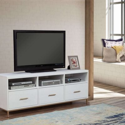 Madelyn White & Gold Tv Console