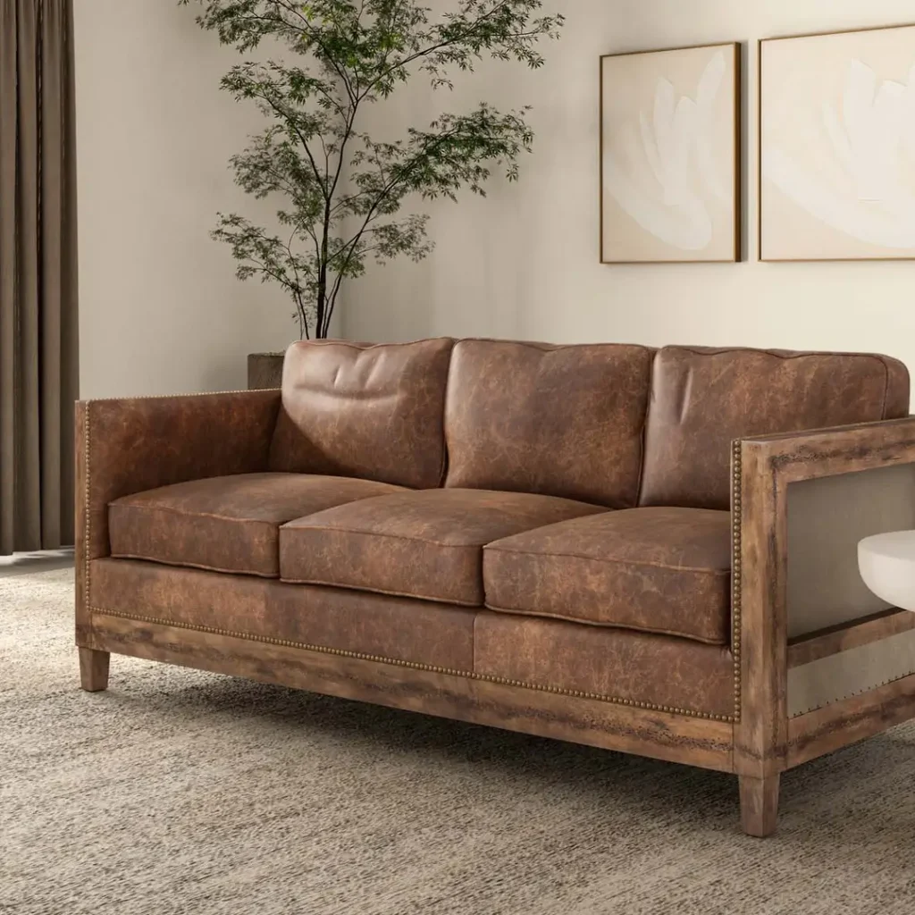 Darlington top grain brown leather sofa