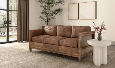 Darlington top grain brown leather sofa