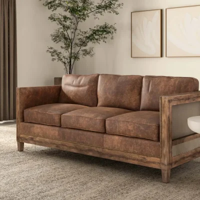 Darlington top grain brown leather sofa
