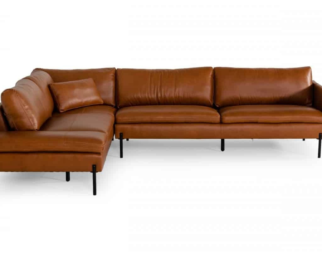Sherry Genuine Cognac Leather Sectional Sofa