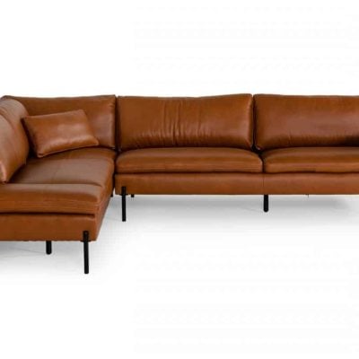 Sherry Genuine Cognac Leather Sectional Sofa