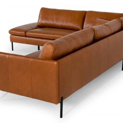 Sherry Genuine Cognac Leather Sectional Sofa