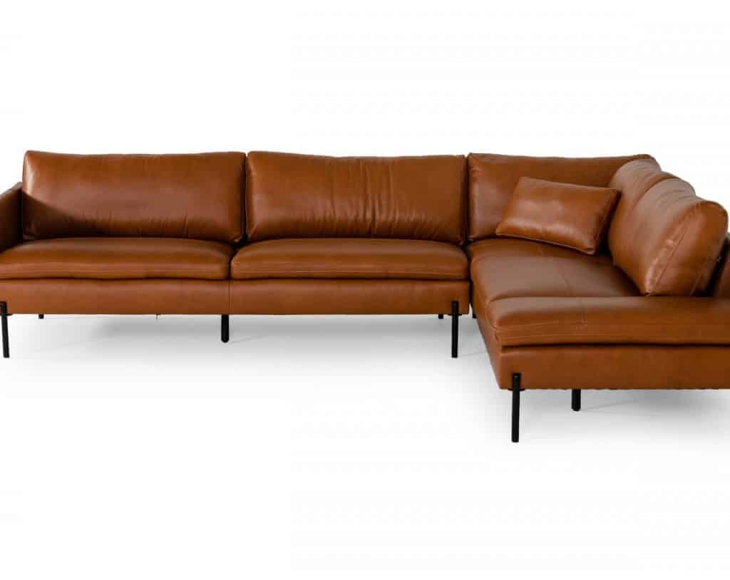 Sherry Genuine Cognac Leather Sectional Sofa