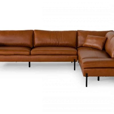 Sherry Genuine Cognac Leather Sectional Sofa