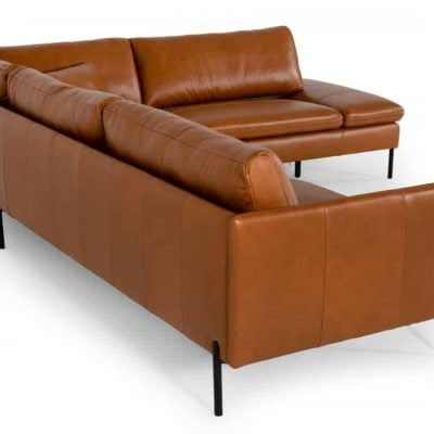 Sherry Genuine Cognac Leather Sectional Sofa