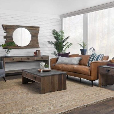 Abigail Top Grain Cognac Leather Sofa & Chair