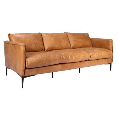 Abigail Top Grain Cognac Leather Sofa & Chair