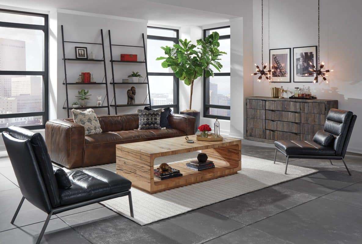 Connor Brown Leather Sofa Set