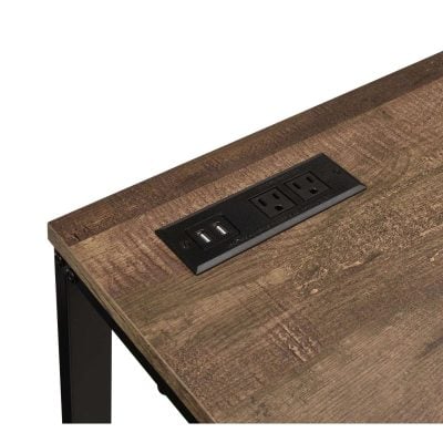 Tyrese Brown Wood & Black Metal Desk