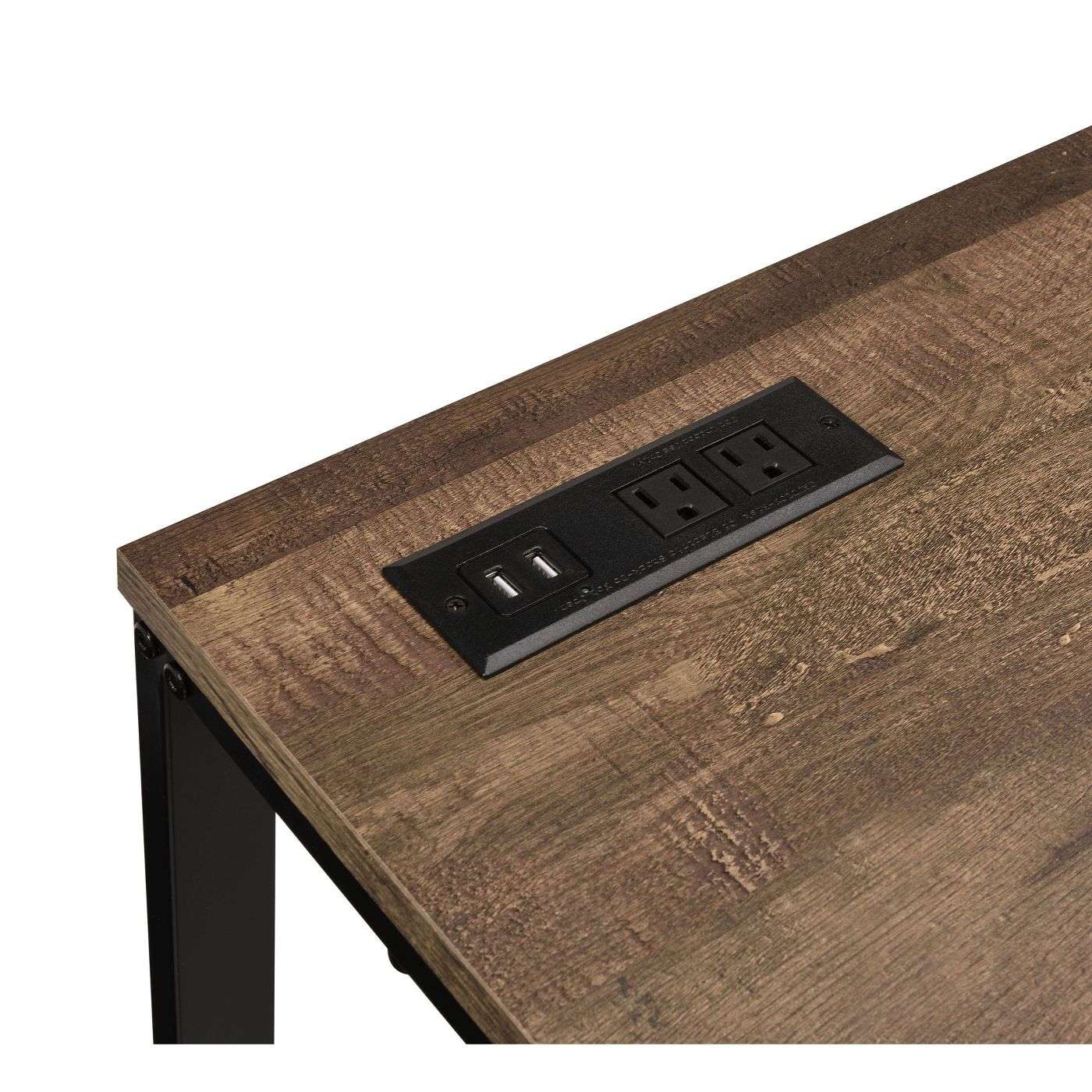 Tyrese Brown Wood & Black Metal Desk