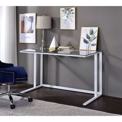 Tyrese White & Glass Desk