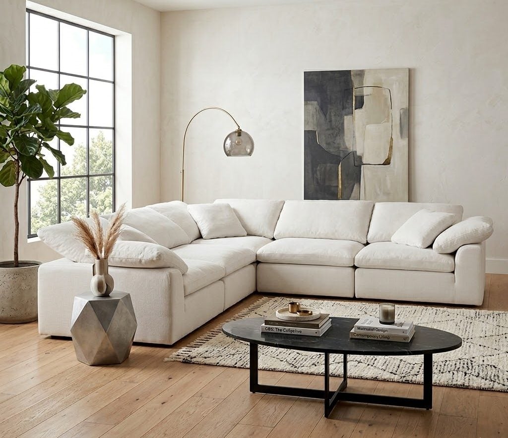 Naveen Cloud Modular Cream Sectional Sofa