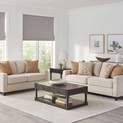 Christine Beige Chenille Sofa Set