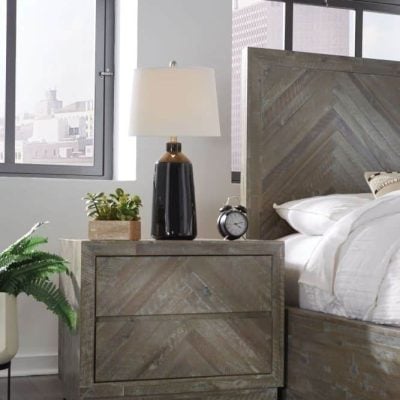 Herringbone Acacia Wood Storage Bed