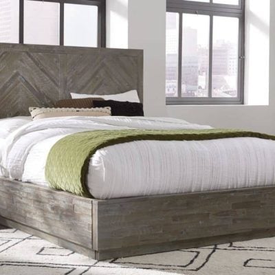 Herringbone Acacia Wood Storage Bed