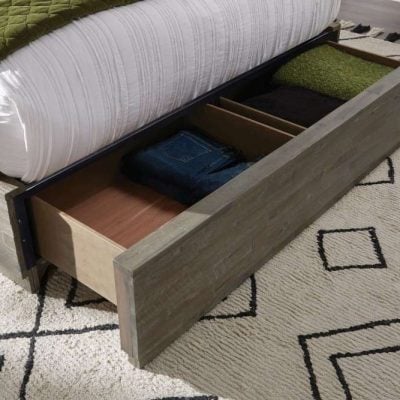 Herringbone Acacia Wood Storage Bed